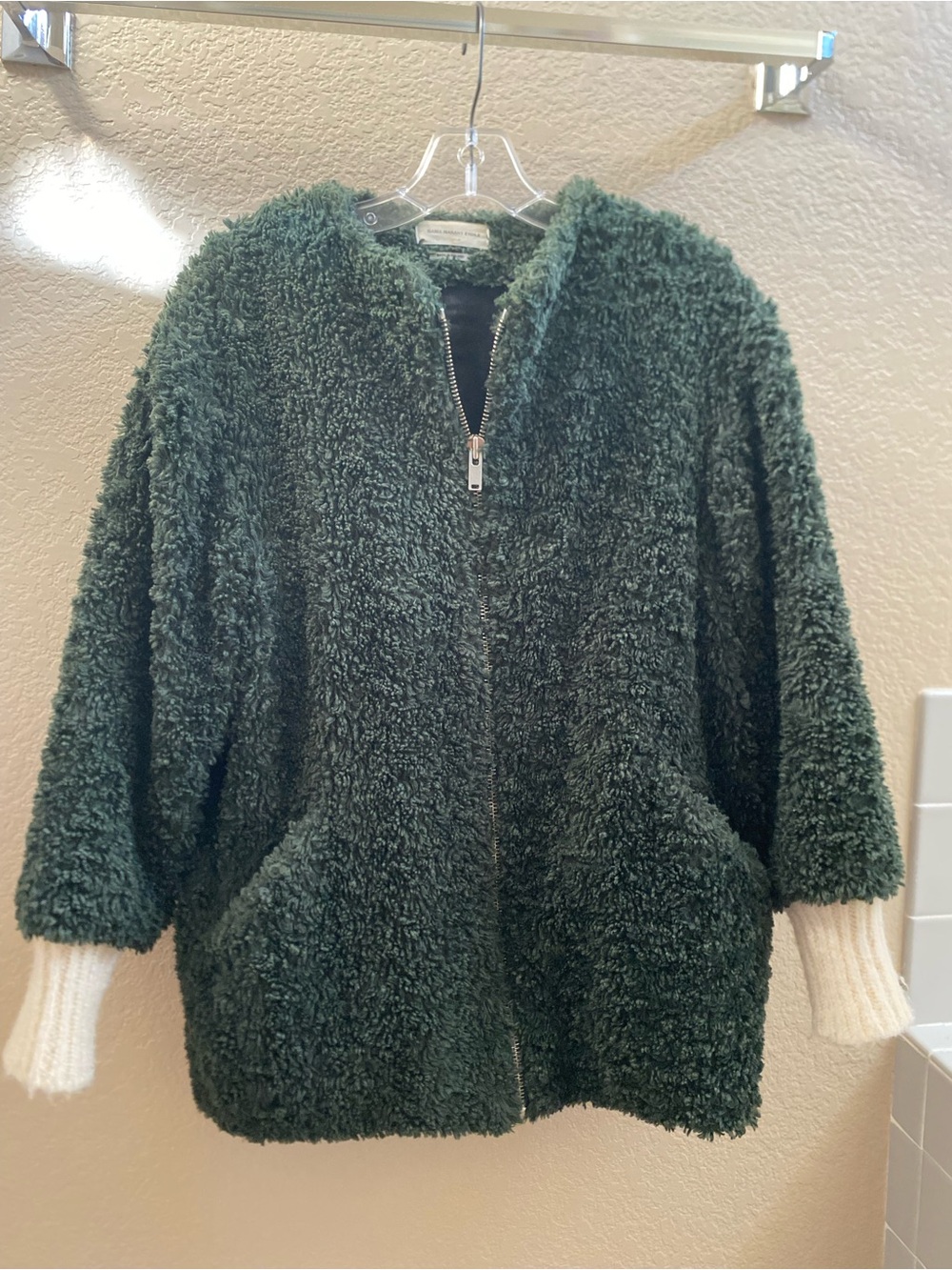 Isabel Marant Etoile Dark green Faux Fur Coat FR34 USA 2-4 small